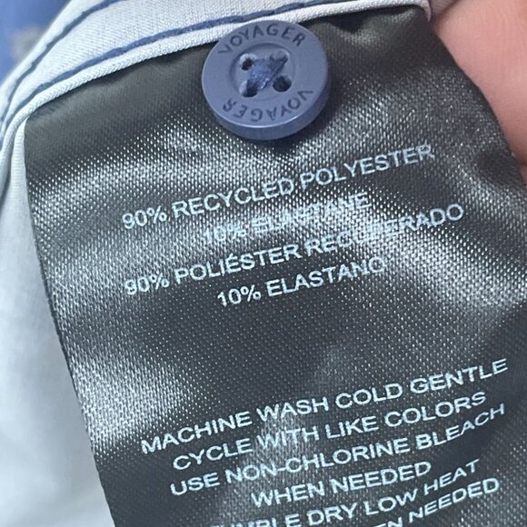 Voyager Mens Medium Compass Print Button-Up Shirt Short Sleeve Blue a0435 - Picture 5 of 7